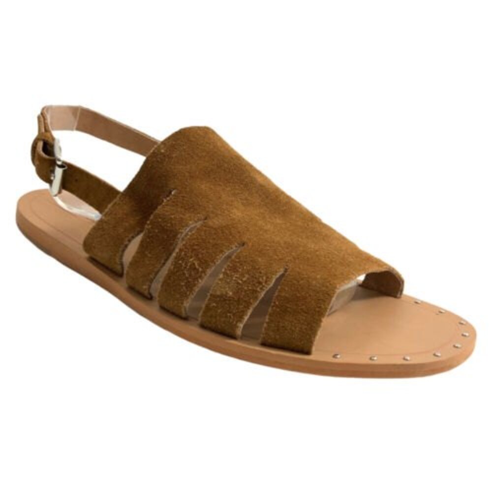 Halogen Jannie Suede Cut Out Slingback Open-toe Studded Sandals Brown 9.5